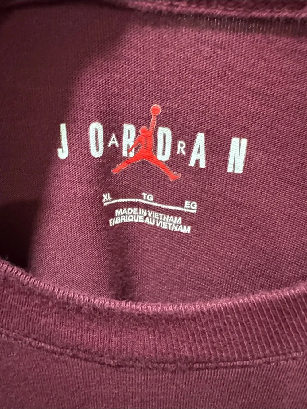 Jordan Plaid Logo Graphic T-Shirt Burgundy XL Cotton Tee